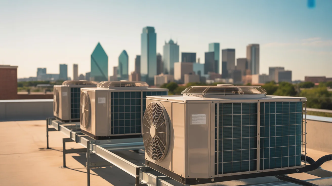 Commercial rooftop HVAC unit on a North Texas office building