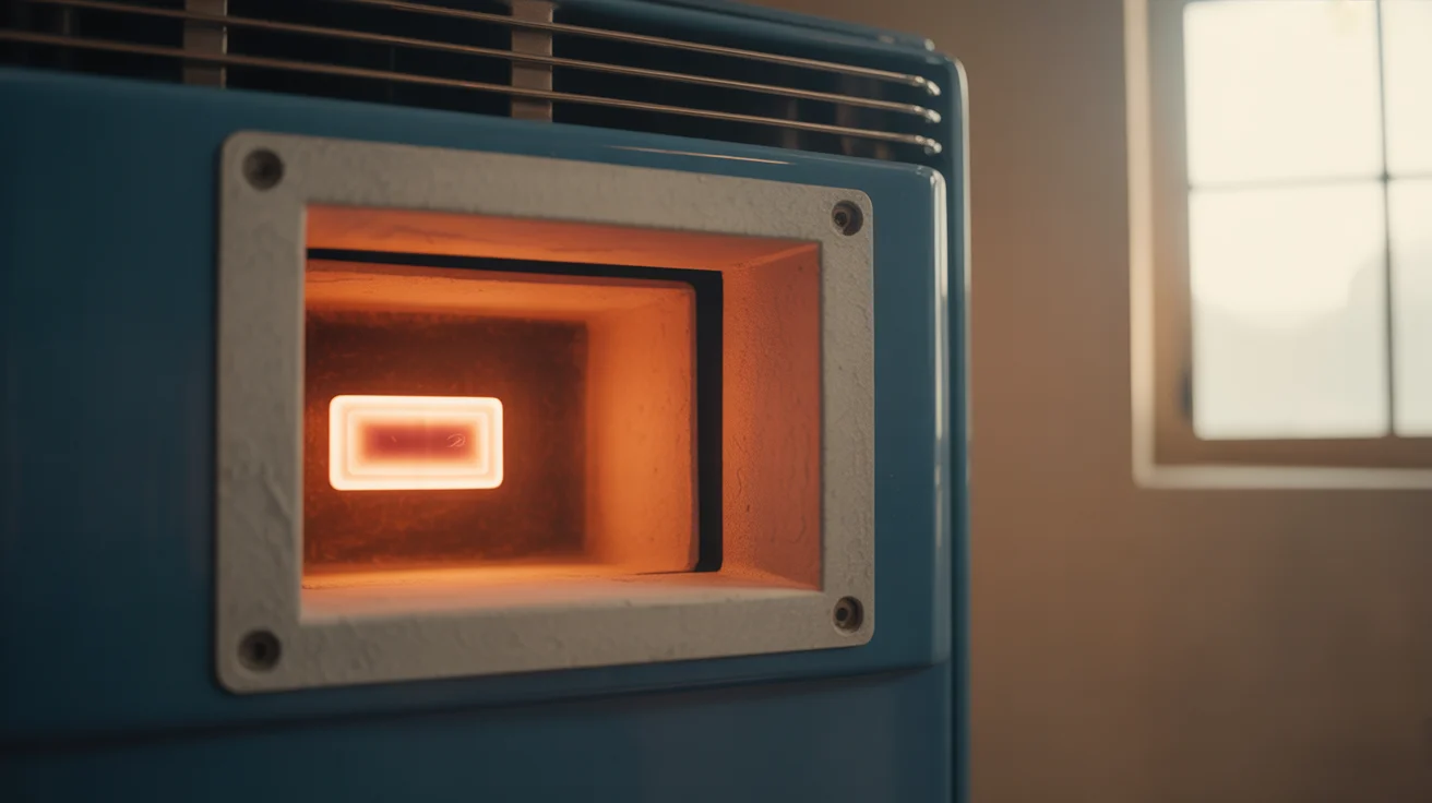 Hot surface ignitor glowing inside a North Texas residential furnace