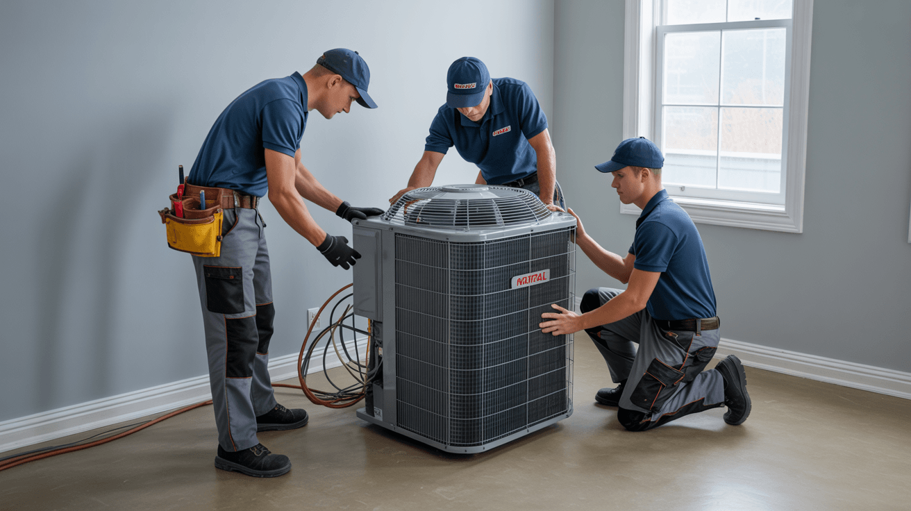 Heat pump installation in modern Prosper home